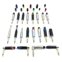 Colokan Audio Stereo TRS 6.35mm 1/4 Inci Berlapis Emas 3 Kutub Konektor Jack Solder DIY untuk Gitar Mixer Mikrofon Audio Panggung