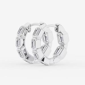 14K Solid <strong>Gold</strong> Hip Hop Diamond Hoops Jewelry 3 Ctw <strong>Emerald</strong> Lab Grown Diamond Inside Out Hoop <strong>Earrings</strong> - Product Image 5