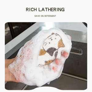 Tự nhiên in ấn mô hình hộ gia đình nén cellulose nhà bếp Rửa miếng bọt biển phân hủy sinh học không trầy xước miếng bọt biển & cọ rửa miếng đệm - Product Image 4