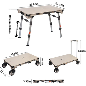 Mesa de Camping Multiusos 3 en 1, Mesa de Picnic Portátil para Exteriores, Carrito Utilitario con Ruedas de 5.4 Pulgadas - Product Image 2