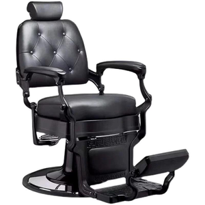Fauteuil de Barbier Professionnel Jincheng Entièrement Noir pour Hommes, Style Rétro, Structure Robuste, pour Salon de <span class=keywords><strong>Coiffure</strong></span> - Product Image 6