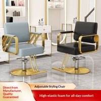 Chaise de salon pivotante hydraulique en acier inoxydable, tabouret de barbier réglable en hauteur, chaise de coiffure pour la coupe, la coloration et le coiffage