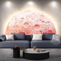 Peinture murale lumineuse LED créative en forme de lune pour salon, canapé, fond de mur, chambre à coucher, décoration de chevet
