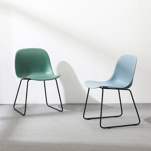 Minimalist Dining Chair With Thickened <b>Backrest</b> Steel Legs Nordic Style Plastic For Business Meetings - Product Image 3