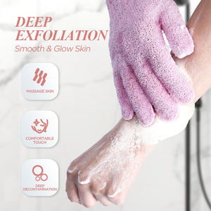 All'ingrosso guanto in Nylon a cinque dita per massaggiare la pelle morta per il corpo guanti esfolianti neri Scrubber per il corpo - Product Image 3