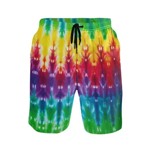 Wholesale Customize Rainbow Tie Dye Quick Dry Polyester Mesh Shorts Sports Mens Beach Shorts