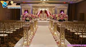 ตกแต่งงานแต่งงานแบบวัดอินเดียใต้ในสหรัฐอเมริกา  แท่นงานแต่งงานทรงหกเหลี่ยมแบบวัด  แท่นงานแต่งงานแบบอินเดียใต้คลาสสิกในสหรัฐอเมริกา - Product Image 5