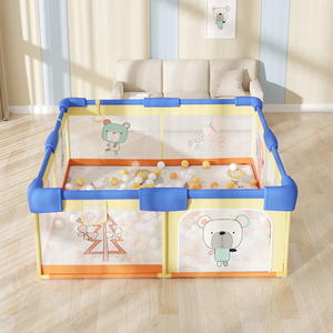 Parcs pour bébés avec portail Clôture de sécurité pliable Grand carré Portable Maille Lit de parc pour enfants Clôtures pour tout-petits Stylo de jeu d'intérieur Cour - Product Image 1