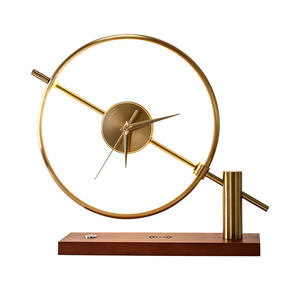 European Style Clock <b>Table</b> Light Hotel <b>Bedside</b> Nordic Wooden Led Desk Lamp with Wireless <b>Charger</b> - Product Image 6