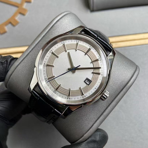 Reloj de Hombre Mecánico Automático con Fecha, Caja de Acero 316L, Esfera Plateada con Ranuras, Correa de Cuero Negra, Arte Horológico Superior Hour Vision - Product Image 2