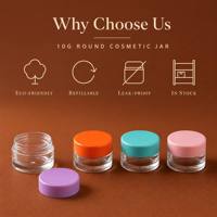 ISMAN 10g Wadah Kosmetik Bulat Berwarna-warni, Kontainer Plastik Kosong untuk Krim Alis, Lip Balm, Masker, Sampel, Label Pribadi, Grosir
