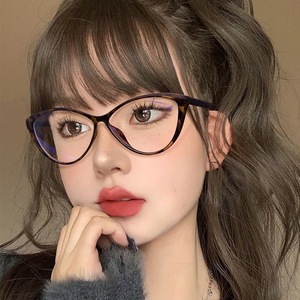 Montures de lunettes œil-de-chat, monture complète, couleur écaille unie, légères, mode féminine 2024 - Product Image 1