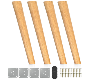 Patas de Muebles de Madera de Caucho de 16 Pulgadas, Patas de Muebles de Madera Rectas y Cónicas - Product Image 1