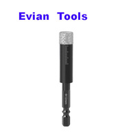 Foret diamanté à tige hexagonale Evian Tools pour perçage à sec sans eau, idéal pour la céramique et la porcelaine