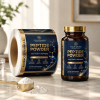 Étiquette autocollante en rouleau pour bouteille de poudre de peptides, logo personnalisé, impression vinyle haute viscosité, résistante à l'eau et à la chaleur, pour emballage