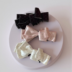 Korean <b>Style</b> Satin Polka Dot Banana Clip Elegant Back <b>Head</b> Hair Clip Women Vertical Ponytail Clip Hair Accessories - Product Image 2