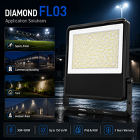 Projecteur LED intelligent 30W-500W IP66 en alliage d'aluminium, garantie 5 ans, éclairage extérieur pour stades sportifs, 150lm/W, puissance réglable