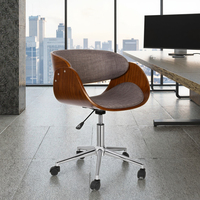 Chaise de bureau pivotante en bois courbé, chaise de bureau moderne en bois courbé avec revêtement en tissu, hauteur réglable, chaise de bureau à domicile, chaise d'ordinateur