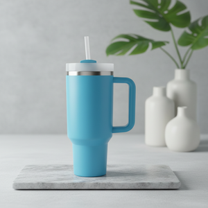 40oz Stainless Steel Double Wall Vacuum Insulated Travel Mug <b>with</b> Handle for Hot and Cold Beverages Bulk Wholesale Custom Logo - Product Image 1