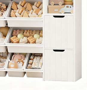 Étagère de rangement <span class=keywords><strong>pour</strong></span> jouets d'enfants en <span class=keywords><strong>bois</strong></span> MDF, bibliothèque combinée avec des bacs amovibles, étagères ouvertes, à monter soi-même - Product Image 3