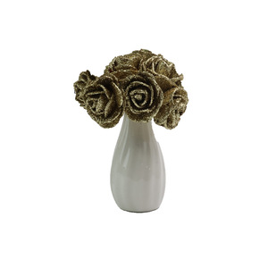 Roses artificielles Houn en mousse dorée, branche unique, style minimaliste moderne français, luxe léger, décoration d'intérieur, photographie de table - Product Image 1