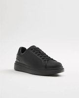 Mychonly Original Custom Made Low Cut PU Leather Casual Sneakers Mens Thick Rubber Sole Fashion Black Shoes