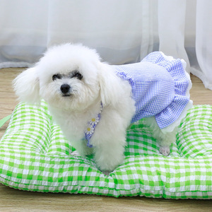 Robe d'été Daisy à carreaux bleus pour animaux de compagnie, tenue mignonne pour petits chiens et chats, printemps-été - Product Image 2