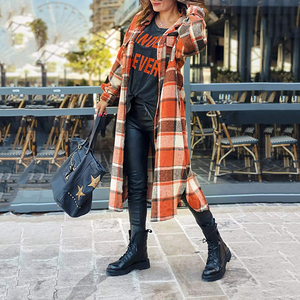 Abrigo largo personalizado para <span class=keywords><strong>mujer</strong></span>, gabardina a cuadros de lana a la moda, chaqueta, <span class=keywords><strong>ropa</strong></span> de <span class=keywords><strong>otoño</strong></span> e <span class=keywords><strong>invierno</strong></span>, abrigos para <span class=keywords><strong>mujer</strong></span> <span class=keywords><strong>2022</strong></span> - Product Image 4