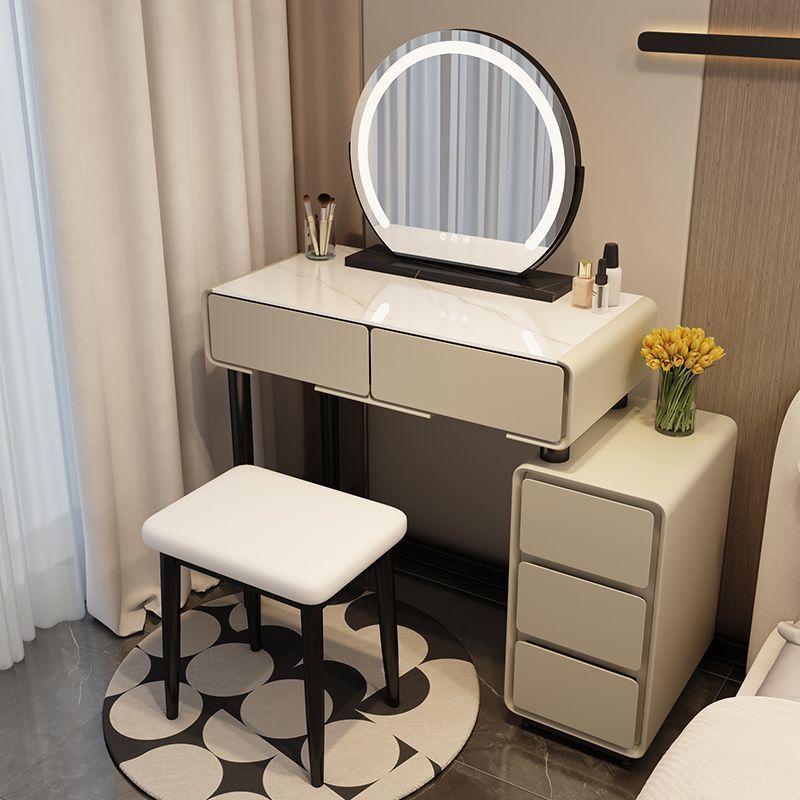 khaki gray 80cm table + mirror + square stool
