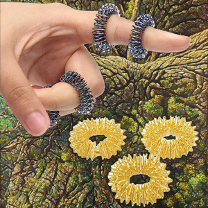 Metal <b>Acupressure</b> Finger <b>Ring</b> Massager for Stress Relief Hand Application Massage Product - Product Image 2