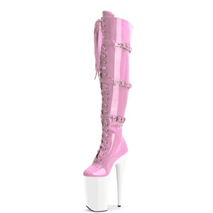 <span class=keywords><strong>Stivali</strong></span> Alti in <span class=keywords><strong>Pelle</strong></span> Rosa da 26cm per Regina del Sesso, Travestiti, Spogliarelliste, Scarpe Fetish per Pole Dance, Scarpe da Palcoscenico per Nightclub - Product Image 1