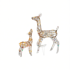 Décoration de Noël en acrylique en forme de famille de rennes, 160 lumières LED multicolores, utilisation intérieure et extérieure - Product Image 1