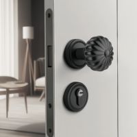 Poignée de porte silencieuse en laiton doré avec serrure, corps en zinc, cœur en cuivre pur, bouton sphérique américain pour portes en bois de chambre à coucher