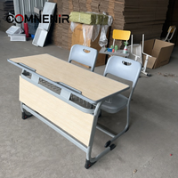 Bureau et chaise d'école double places en métal durable au design moderne, mobilier scolaire, table d'étude pour étudiants, qualité export
