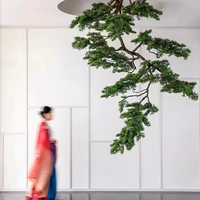 Sapin inversé artificiel faux pin accueillant décoration murale de bureau, décoration de grande fenêtre suspendue pour hôtel