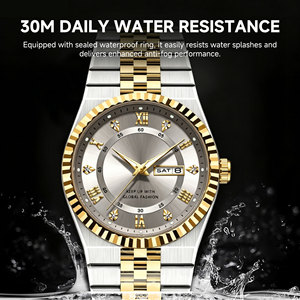 Hot Sale Custom Luxury Fashion Men Business <strong>Watch</strong> Alloy Stainless Steel Band Quartz Waterproof 42mm <strong>Diamond</strong> Luminous - Product Image 3