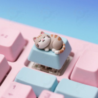 Claviers 3D personnalisables en forme de chat endormi mignon, fabriqués en résine PBT, compatibles avec les claviers MX, marque TechRexy, logo personnalisé