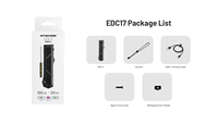 Lampe torche NITECORE EDC17 EDC 1350mW Lumière UV Laser vert Classe 1 1500 Lumens Rechargeable USB-C avec batterie Li-ion