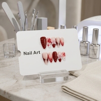 Faux ongles faits à la main B561, couvrance totale, motif floral dégradé pour doigts