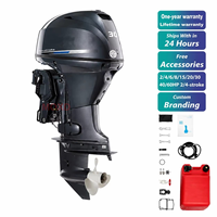 Motor fueraborda de gasolina Jet Drive de 20HP, 30HP, 40HP de alto empuje, 2/4 tiempos para embarcaciones Jon en aguas poco profundas