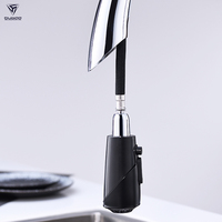 Robinet mitigeur pour évier de cuisine à retrait, poignée unique, noir, Chrome, avec tuyau Flexible