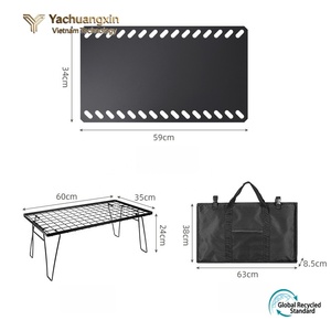 Portable Foldable Outdoor Camping Table with Lattice Design Black Metal <b>Stove</b> for Charcoal Use - Product Image 6