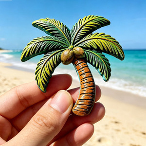 Aimants de réfrigérateur en résine en relief avec motif de palmiers en bord de mer, souvenirs culturels et touristiques de la plage, petits cadeaux en gros - Product Image 2