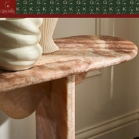 Table d'entrée en marbre rose veiné GOLDKING, design artistique moderne, sur mesure pour la décoration de hall d'entrée de luxe