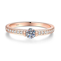 Bague pavée de pierres précieuses en argent sterling 925 avec moissanite, style minimaliste, pour anniversaire