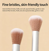 Kuas Rias Wajah Portable Lembut Warna Putih untuk Highlighter, Foundation, Blush On, Eyeshadow, Eyeliner, Label Pribadi