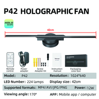 Projecteur holographique LED publicitaire WiFi intérieur haute résolution 42 cm, ventilateur holographique 3D avec 2 pales
