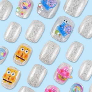 Suministros de uñas de lujo Productos de belleza Press on Nails Charms <span class=keywords><strong>Patrick</strong></span> Star SpongeBob SquarePants Tips Nail Wholesale 24PCs Reutilizable - Product Image 3