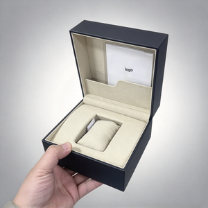 Caja de Reloj Cuadrada Negra con Forro de Gamuza Sintética y Bolsa de Compras con Logotipo para Empaque de Relojes - Product Image 2