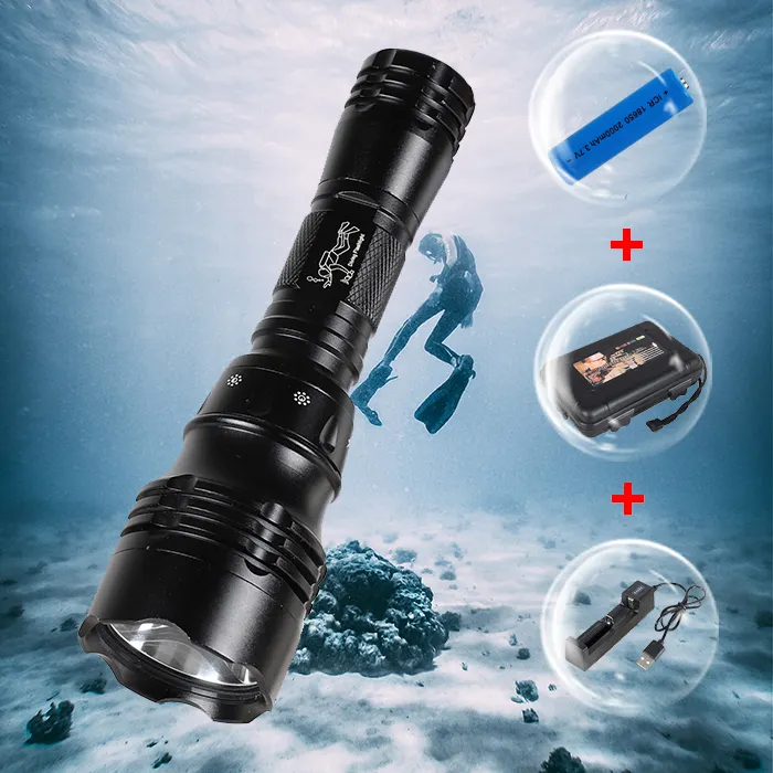 Оборудование для фотосъемки T6 USB Перезаряжаемый подводный водонепроницаемый светодиодный фонарик для погружения с аквалангом, светодиодный фонарик для дайвинга